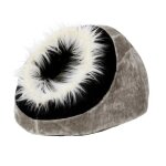 Panier grotte pour chat pasha gris et noir