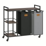 Panier  linge, 100 l, marron, noir d'encre et gris tourterelle