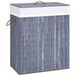 Panier a linge avec 2 sections bambou gris 100 l Panier a linge avec 2 sections bambou gris 100 l