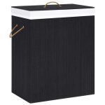 Panier a linge avec 2 sections bambou noir 100 l