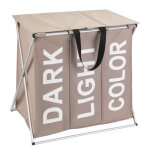 Panier � linge - 3 compartiments - avec couvercle - polyester - 118 l - taupe wenko