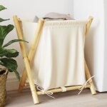 Panier a linge blanc creme 45x55x63, 5 cm bambou