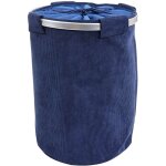 Panier � linge corbeille buanderie conteneur avec cordon 55x39cm 65l en tissu bleu 04 0002514