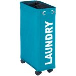 Panier � linge �troit � roulettes - corno - 43 litres - polyester - bleu wenko