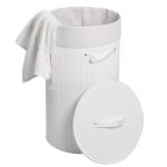 Panier � linge hwc - c21, panier � linge rond en bambou blanc, 59x35 cm, 50 l