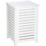 Panier � linge - oslo - bois - avec couvercle - 65 l - vernis blanc wenko