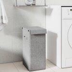 Panier a linge pliable gris 26x34, 5x59, 5 cm tissu en faux lin