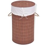 Panier a linge rond bambou marron