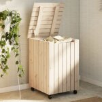 Panier a linge et roulettes rana 45x45x64 cm bois massif de pin