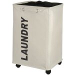 Panier � linge pour salle de bain - carr� - tissu polyester 79 litres - beige wenko
