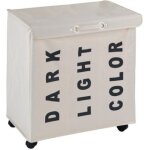 Panier � linge - trivo - 3 compartiments - avec couvercle - 116 l - beige wenko