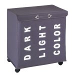 Panier � linge - trivo - 3 compartiments - avec couvercle - 116 l - gris wenko