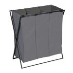 Panier à linge xl avec 3 compartiments - gris Panier à linge xl avec 3 compartiments - gris