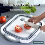Panier de planche a dcouper pliable, bac a vaisselle pliable avec bouchon de vidange passoire panier ...