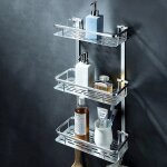 Panier de rangement triangulaire en aluminium, 2 / 3 couches, organisateur d'angle, �tag�re murale, salle ...