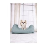 Panier rectangulaire - coussin c�tel� rectangle - menthe - 65x50x20 cm - housse amovible lavable
