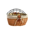 Panier de vlo avant en osier pour chien ou chat