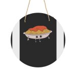 Panneau mtallique rond assiette de ptes aux spaghettis  la bolognaise en aluminium 29cm - impression ...
