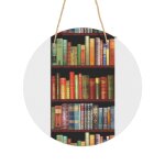 Panneau mtallique rond bibliothque de livres anciens bookworm, tagre  livres vintage en aluminium ...