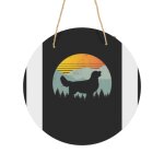 Panneau mtallique rond cadeau de chien golden retriever vintage cool retro sun wilderness en aluminium ...