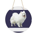 Panneau métallique rond chiot spitz japonais en aluminium 29cm - impression décorative murale pour maison, ... Panneau métallique rond chiot spitz japonais en aluminium 29cm - impression décorative murale pour maison, ...