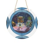 Panneau métallique rond hublot de noël bob l'eponge en aluminium 29cm - impression décorative murale ... Panneau métallique rond hublot de noël bob l'eponge en aluminium 29cm - impression décorative murale ...