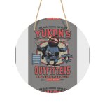 Panneau mtallique rond pourvoiries et services de guides du yukon en aluminium 29cm - impression dcorative ...