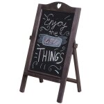 Panneau publicitaire hwc - e51, tableau � craies, 66x37x27cm shabby - look vintage gris - brun