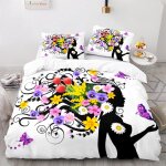 Papillon housse de couette x ado x cm avec deux taies d'oreiller x cm polyester - coton housse de couette ...
