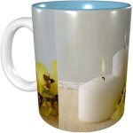 Papillon jaune avec des bougies blanches tasses a cafe tasse en ceramique de 11 oz pour le bureau et ...