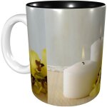 Papillon jaune avec des bougies blanches tasses a cafe tasse en ceramique de 11 oz pour le bureau et ...