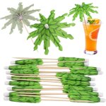 Paquet de 100 bâtons de parapluie en papier vert noix de coco tropicale pour les fêtes, les apéritifs, ... Paquet de 100 bâtons de parapluie en papier vert noix de coco tropicale pour les fêtes, les apéritifs, ...