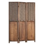 Paravent 3 pans - rotin tress� & bois