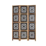 Paravent en 3 panneaux s�parateur de pi�ce en bois et mdf noir 170x120 cm par06089