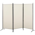 Paravent 3 panneaux sur pied brise - vue s�parateur m�tal �poxy polyester haute densit� beige