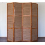 Paravent 4 panneaux marron en bois et bambou 172x200 cm par06050