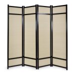 Paravent 4 panneaux pliable en bois noir et bambou 176 x175 cm par06062 Paravent 4 panneaux pliable en bois noir et bambou 176 x175 cm par06062