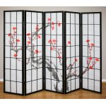 Paravent 5 panneaux japonais en bois noir 220x175cm par06015 Paravent 5 panneaux japonais en bois noir 220x175cm par06015