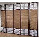 Paravent 5 panneaux marron en bois et bambou 220x175 cm par06011 Paravent 5 panneaux marron en bois et bambou 220x175 cm par06011