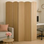 Paravent en bambou hwc - o30, cloison de s�paration, pare - vue, pliable, 5 panneaux, 170 x 204 cm