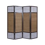 Paravent bois brun bambou 4 pi�ces 200cmx172