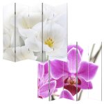 Paravent / cloison de s�paration m68, 5 pans 200x180cm, motif orchid�e
