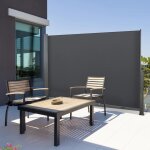 Paravent ext�rieur r�tractable 160 x 300 cm gris anthracite store lat�ral