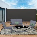 Paravent extérieur rétractable 200 x 500 cm gris anthracite store latéral Paravent extérieur rétractable 200 x 500 cm gris anthracite store latéral
