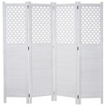 Paravent hwc - a84, paroi de s�paration, protection visuelle, ornaments 170 x 161 cm blanc