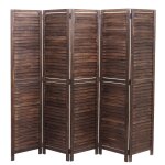 Paravent hwc - c30, cloison de s�paration, style shabby vintage, 170x205 cm brun