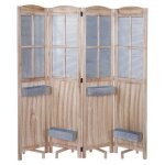 Paravent hwc - d26, cloison de séparation avec jardinières, en bois et métal, 170x161x29 cm Paravent hwc - d26, cloison de séparation avec jardinières, en bois et métal, 170x161x29 cm