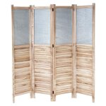 Paravent hwc - d27, cloison de s�paration en bois et m�tal, 170x160x2 cm