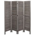 Paravent hwc - g30, cloison de séparation visuelle séparation de pièce, look shabby 170x162cm gris - ... Paravent hwc - g30, cloison de séparation visuelle séparation de pièce, look shabby 170x162cm gris - ...