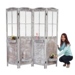 Paravent hwc - m66, s�paration de pi�ce cloison de s�paration, corbeilles de plantes 4 panneaux, look ...
